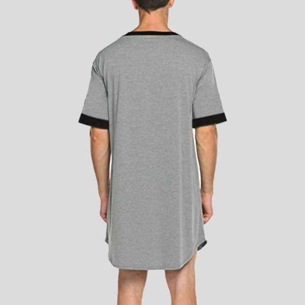 Men s Patchwork V-neck Short Sleeve Robe SKUF36877 For Cheap - Image 4