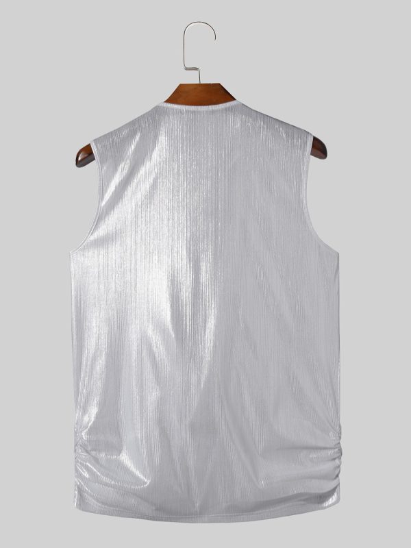 Mens Glitter Cowl Neck Sleeveless Vest SKUK52062 Online now - Image 5